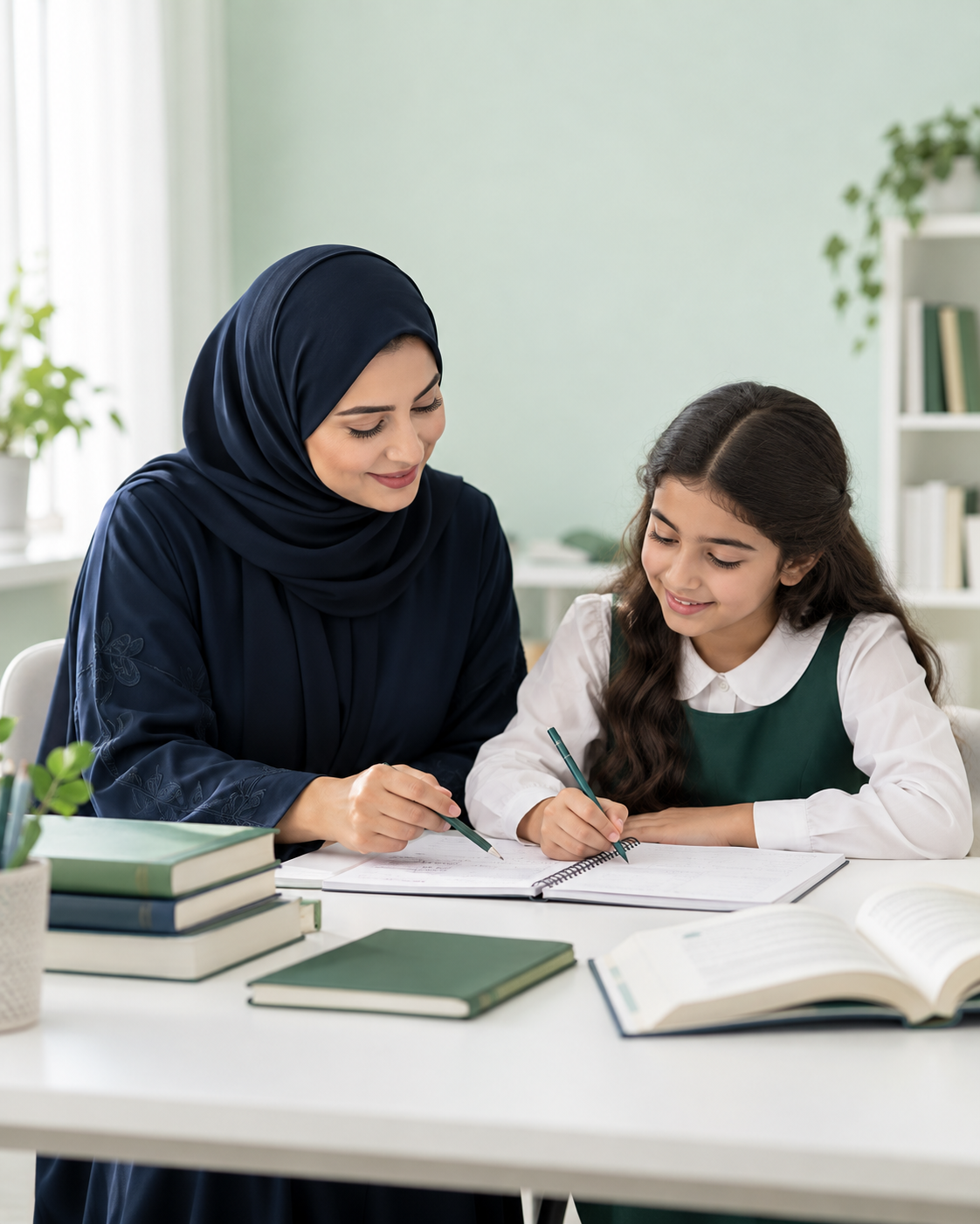 Female tutor helping a student with her studies